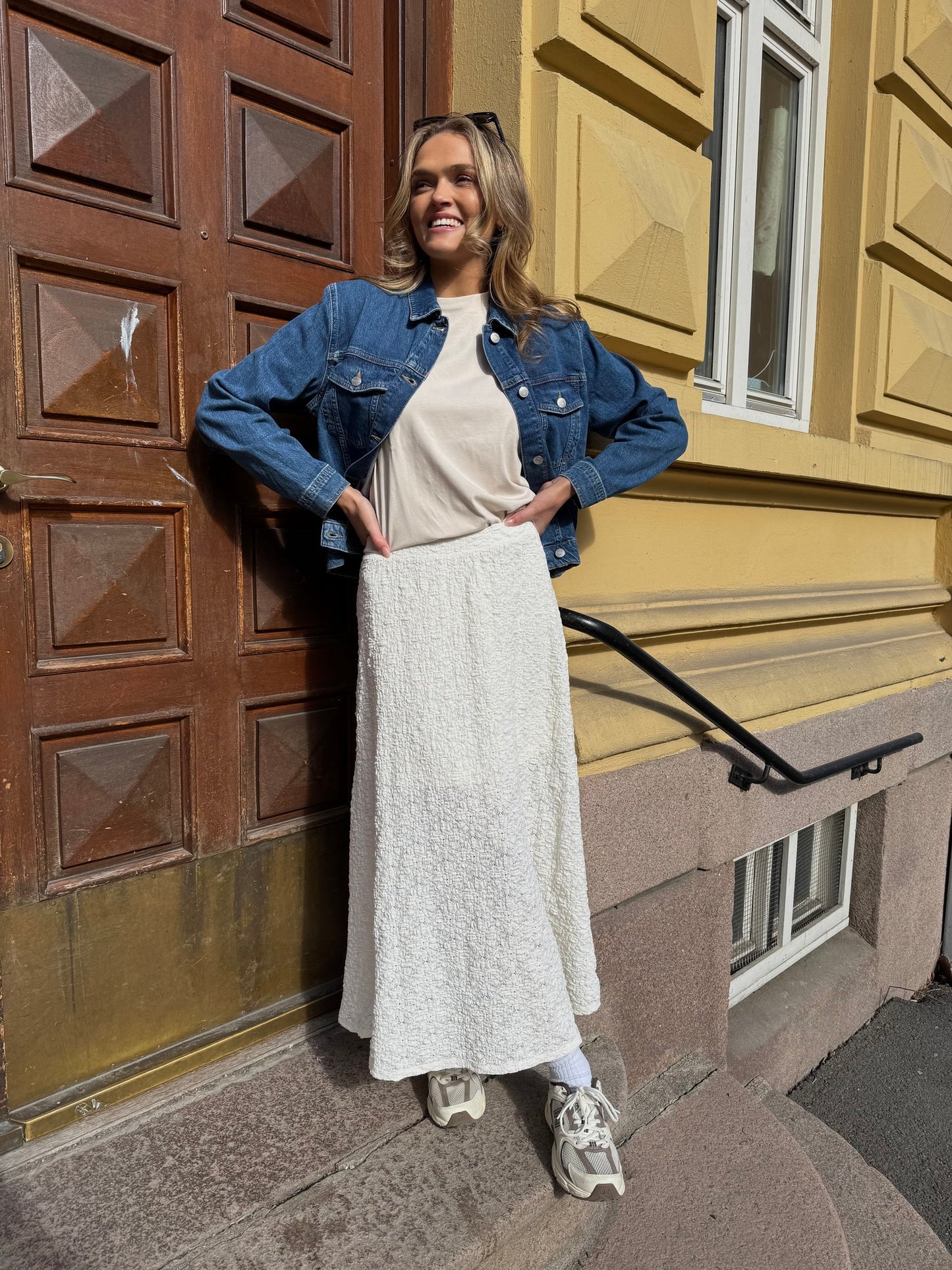 OBJMILIKA Long Skirt - Cloud Dancer