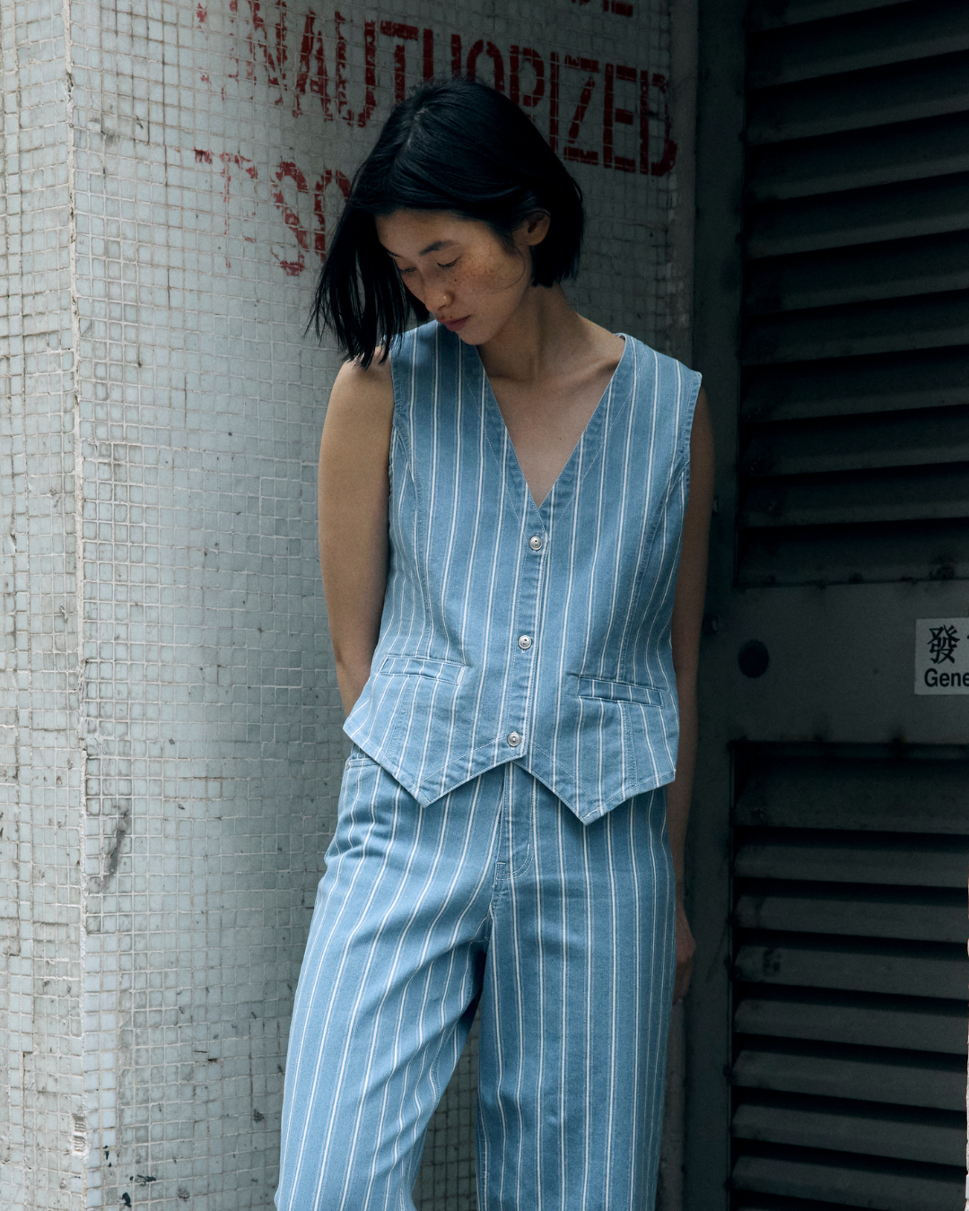 OBJMOLLIE Tailored Waistcoat - Light Blue Denim