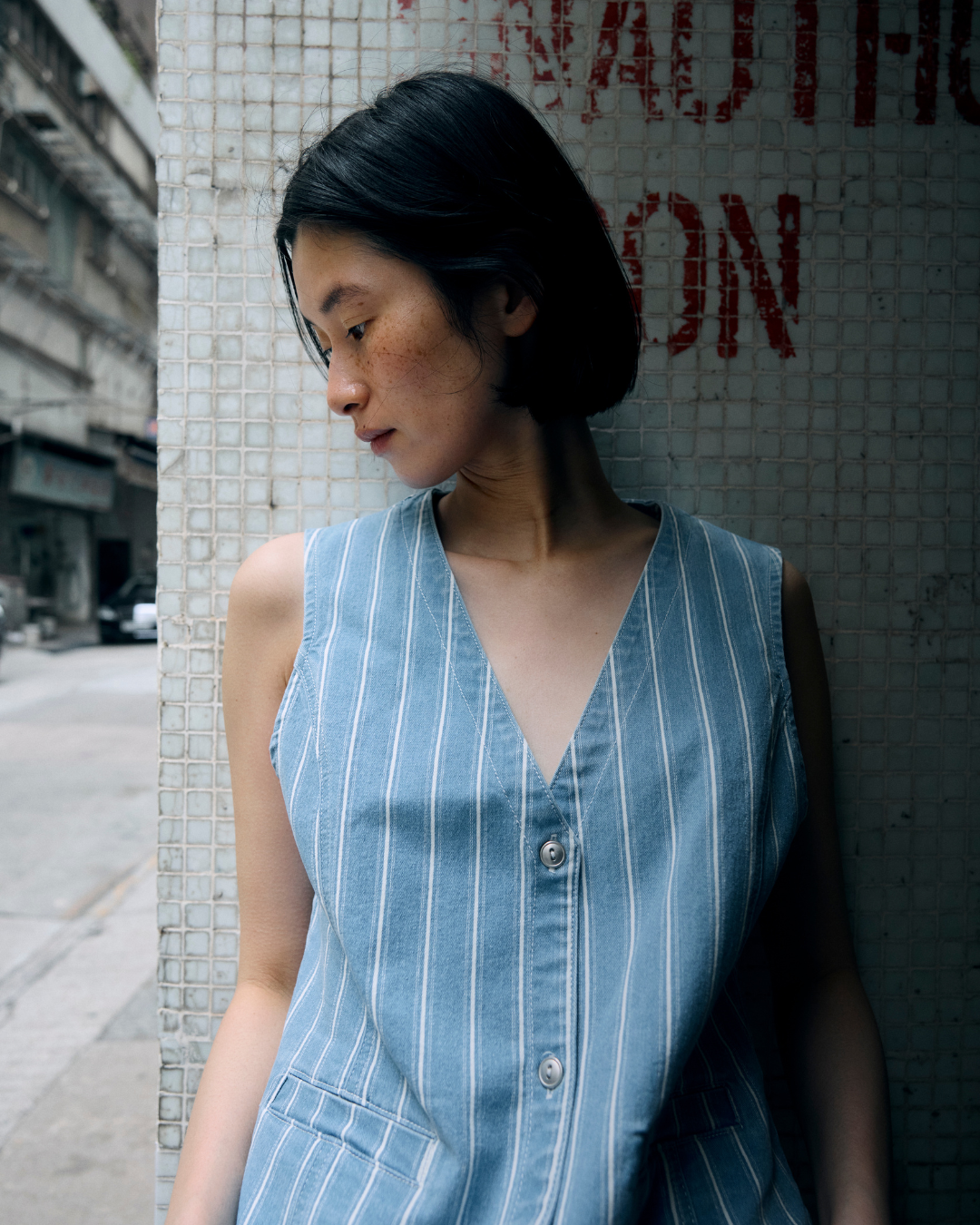 OBJMOLLIE Tailored Waistcoat - Light Blue Denim