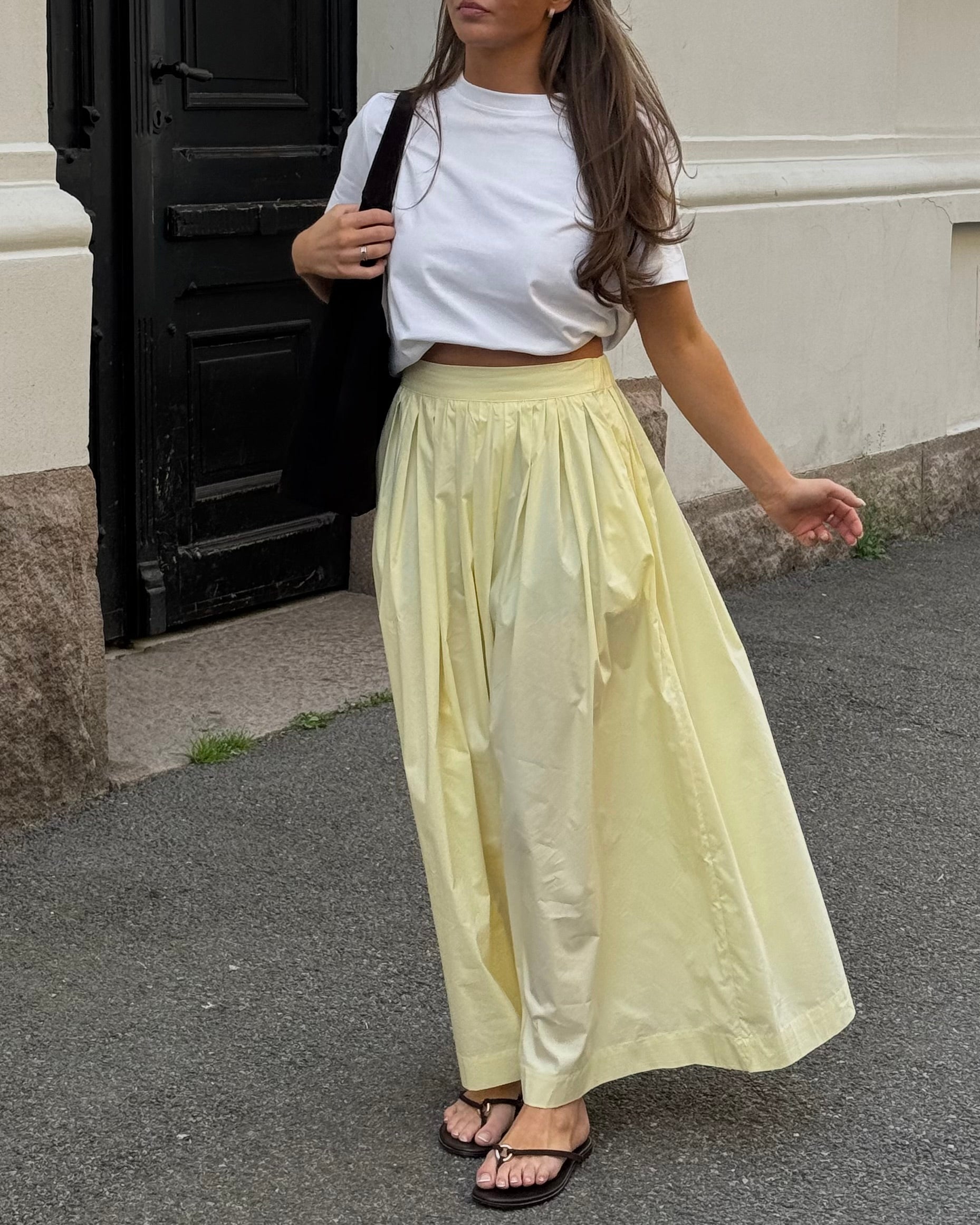 OBJPAIGE Long Skirt - Pastel Yellow