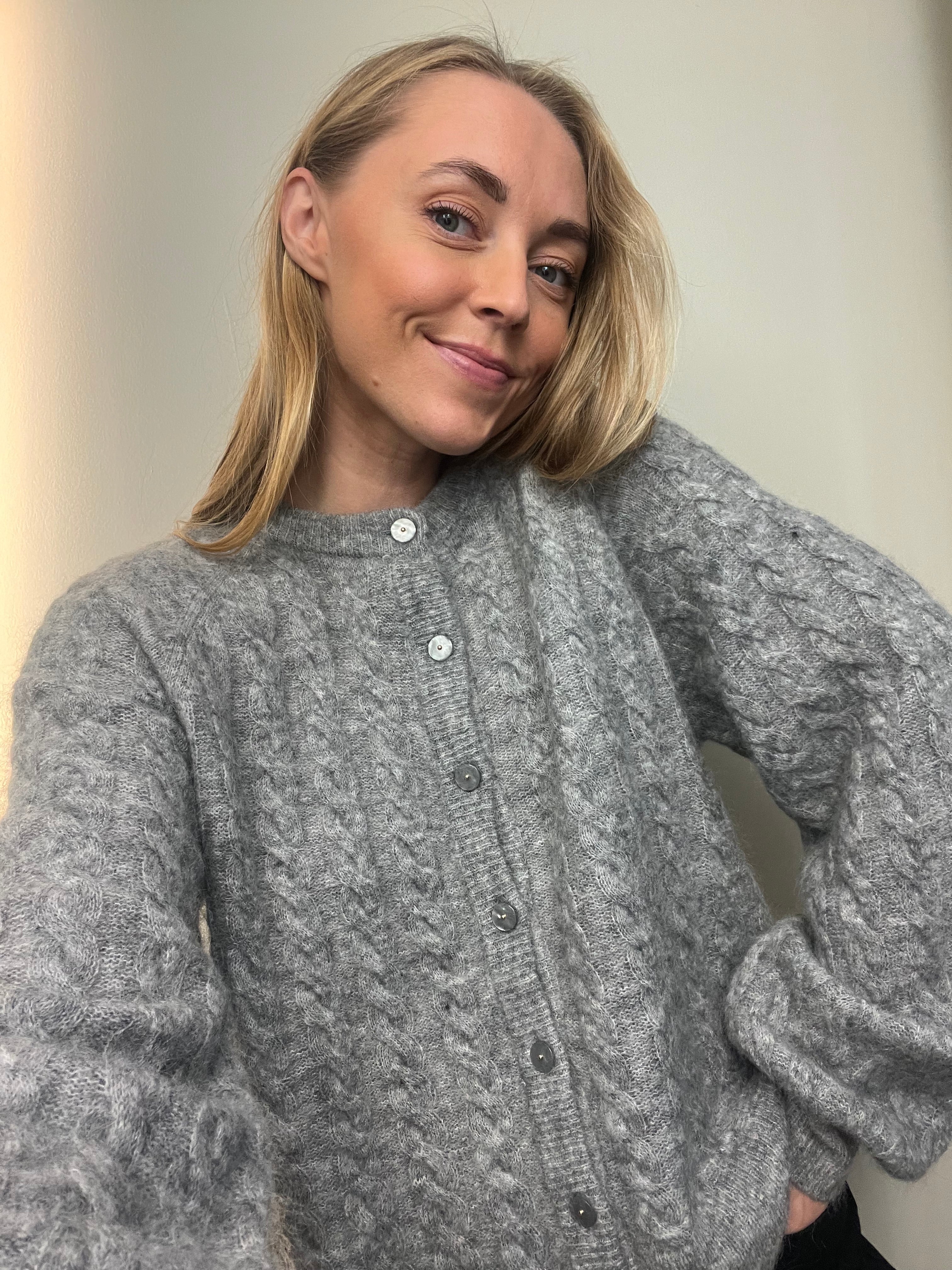 YASLELU Knit Cardigan - Medium Grey Melange