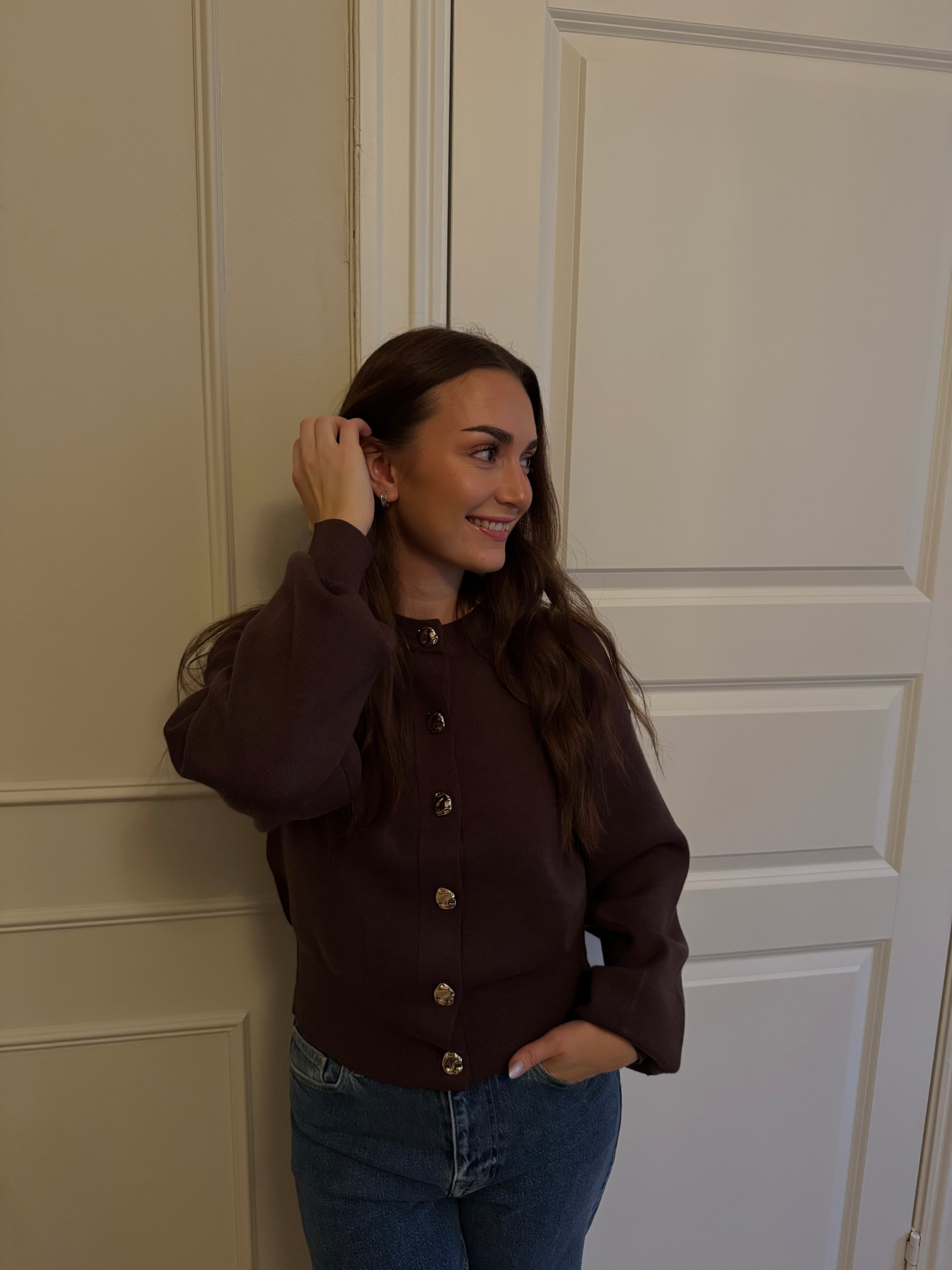 OBJBALIA Knit Cardigan - Seal Brown