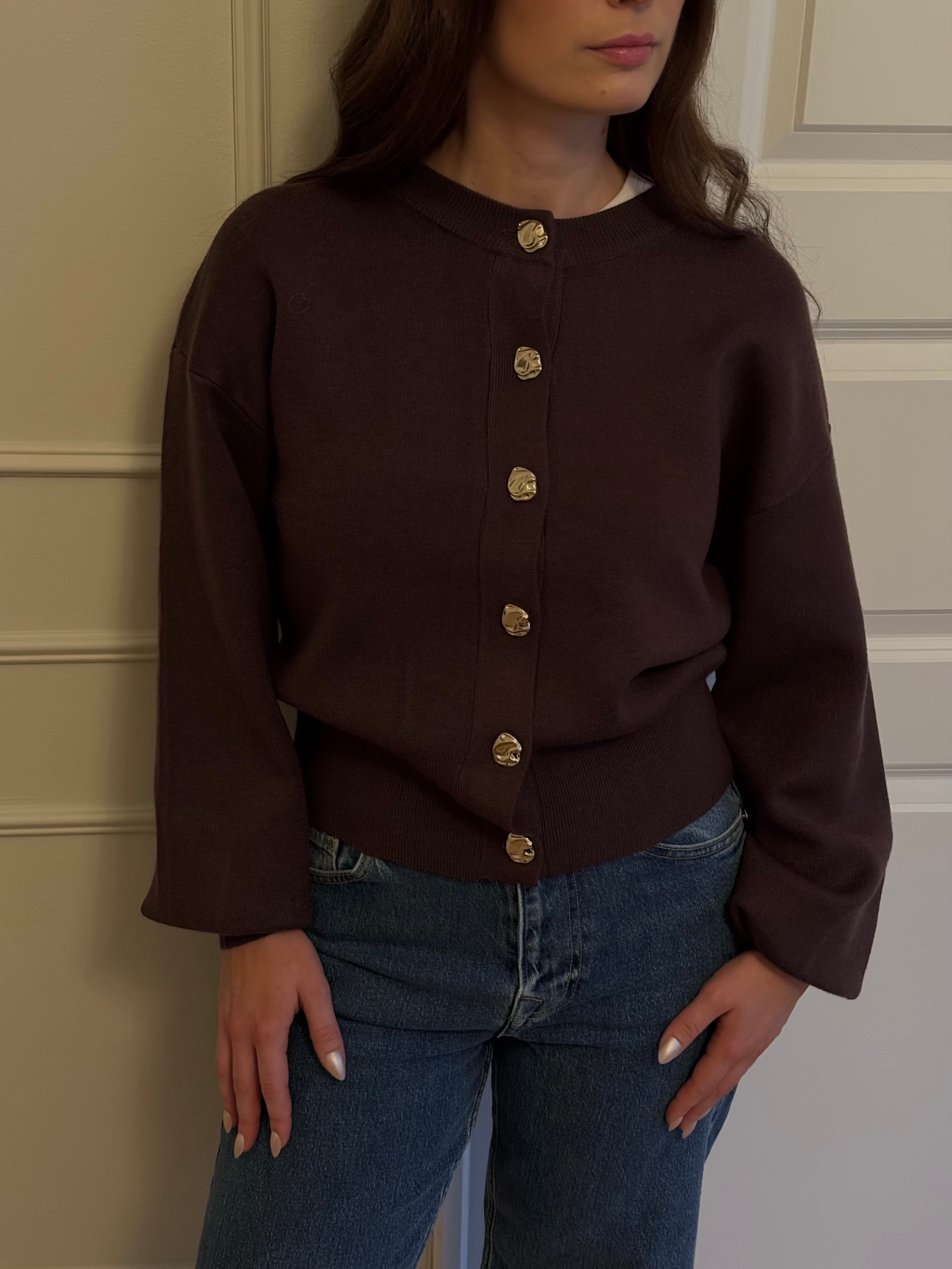 OBJBALIA Knit Cardigan - Seal Brown