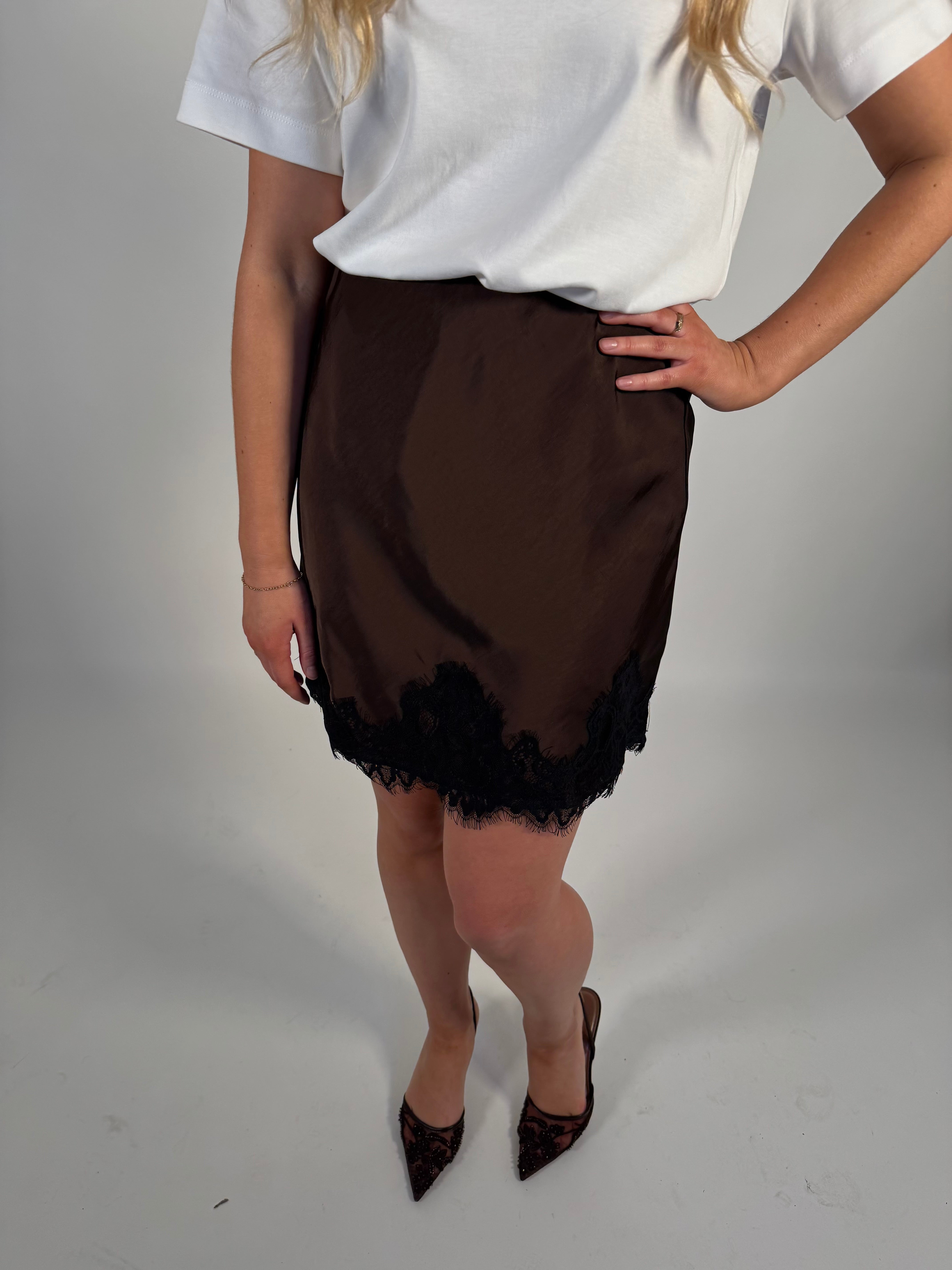 OBJNALINE Short Skirt - Seal Brown