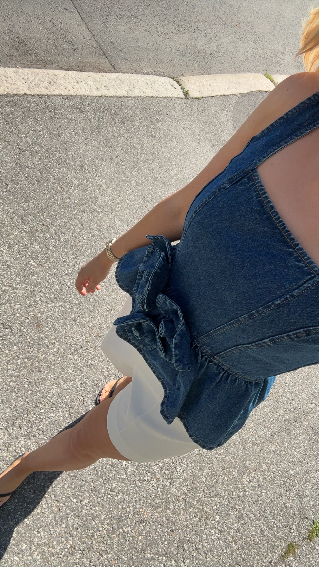 YASELSIE TOP -  Medium Blue Denim