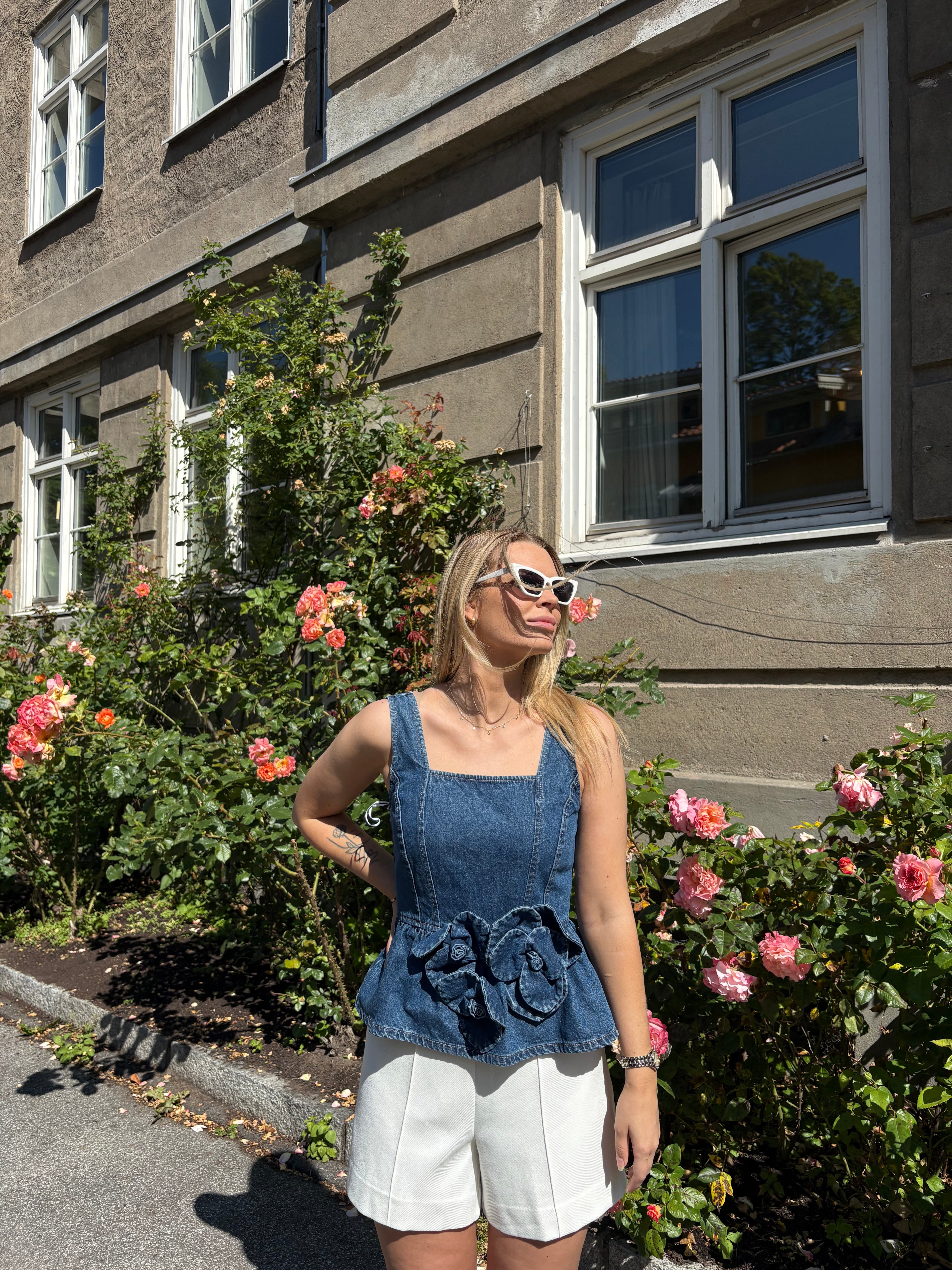 YASELSIE TOP -  Medium Blue Denim