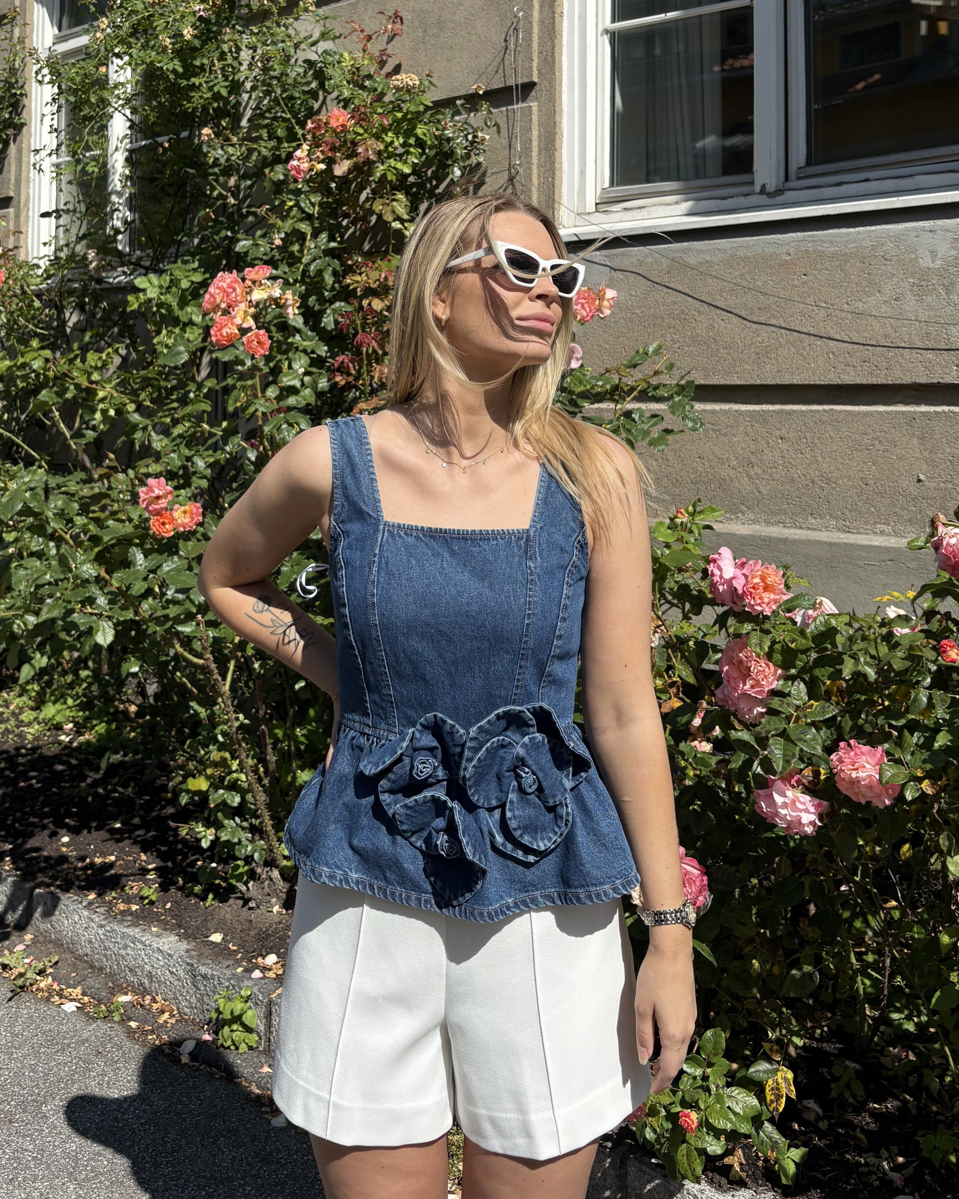 YASELSIE TOP -  Medium Blue Denim