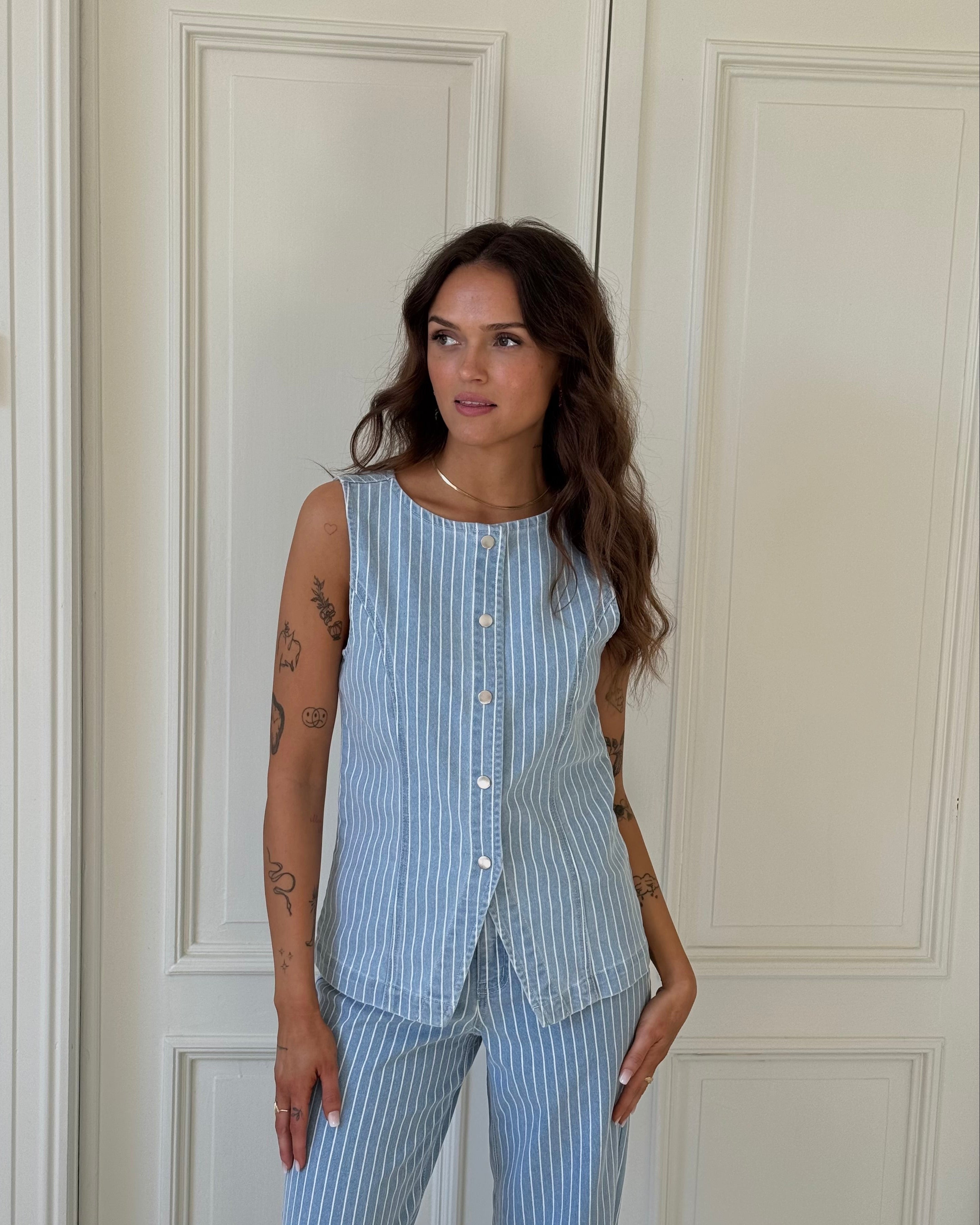 OBJSANNI Tailored Waistcoat - Light Blue Denim