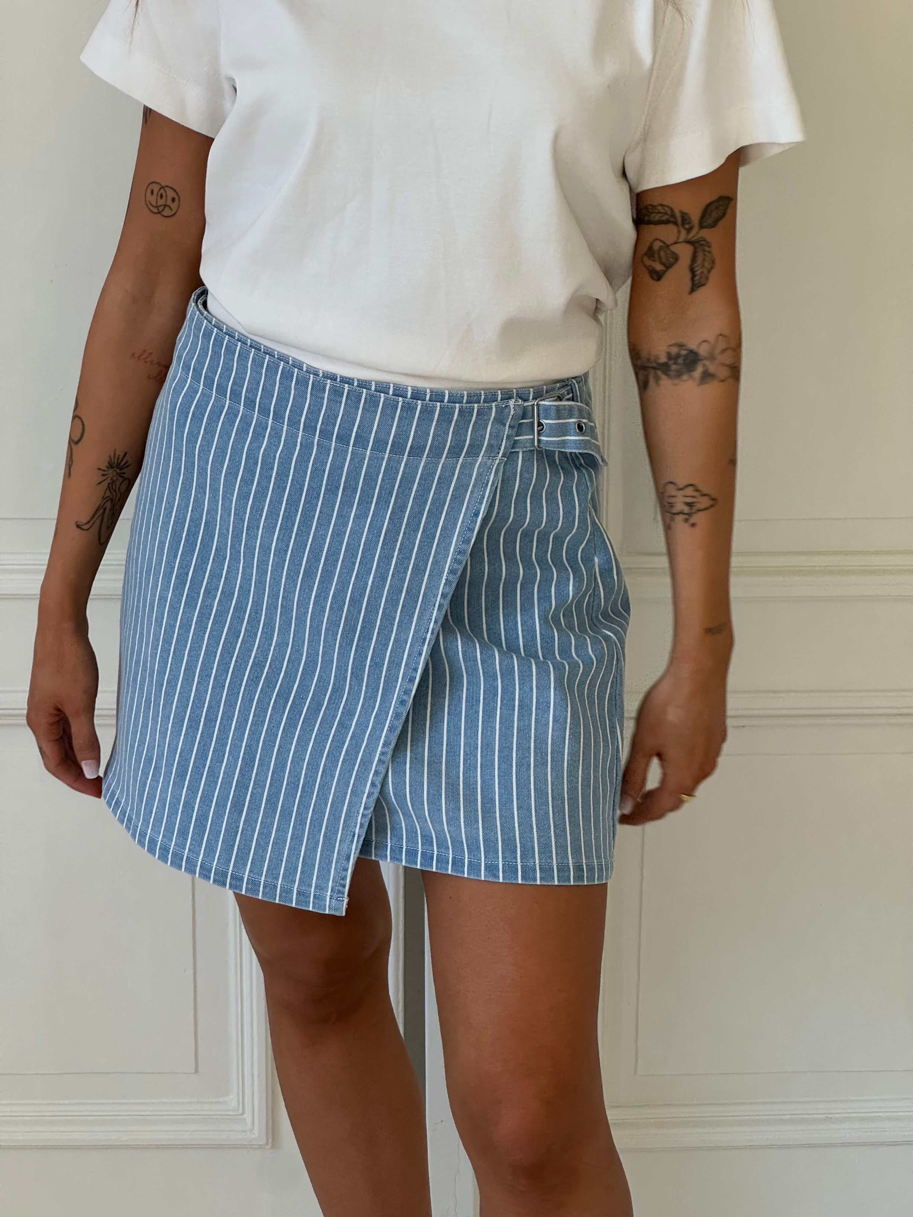 OBJSANNI Short Skirt - Light Blue Denim