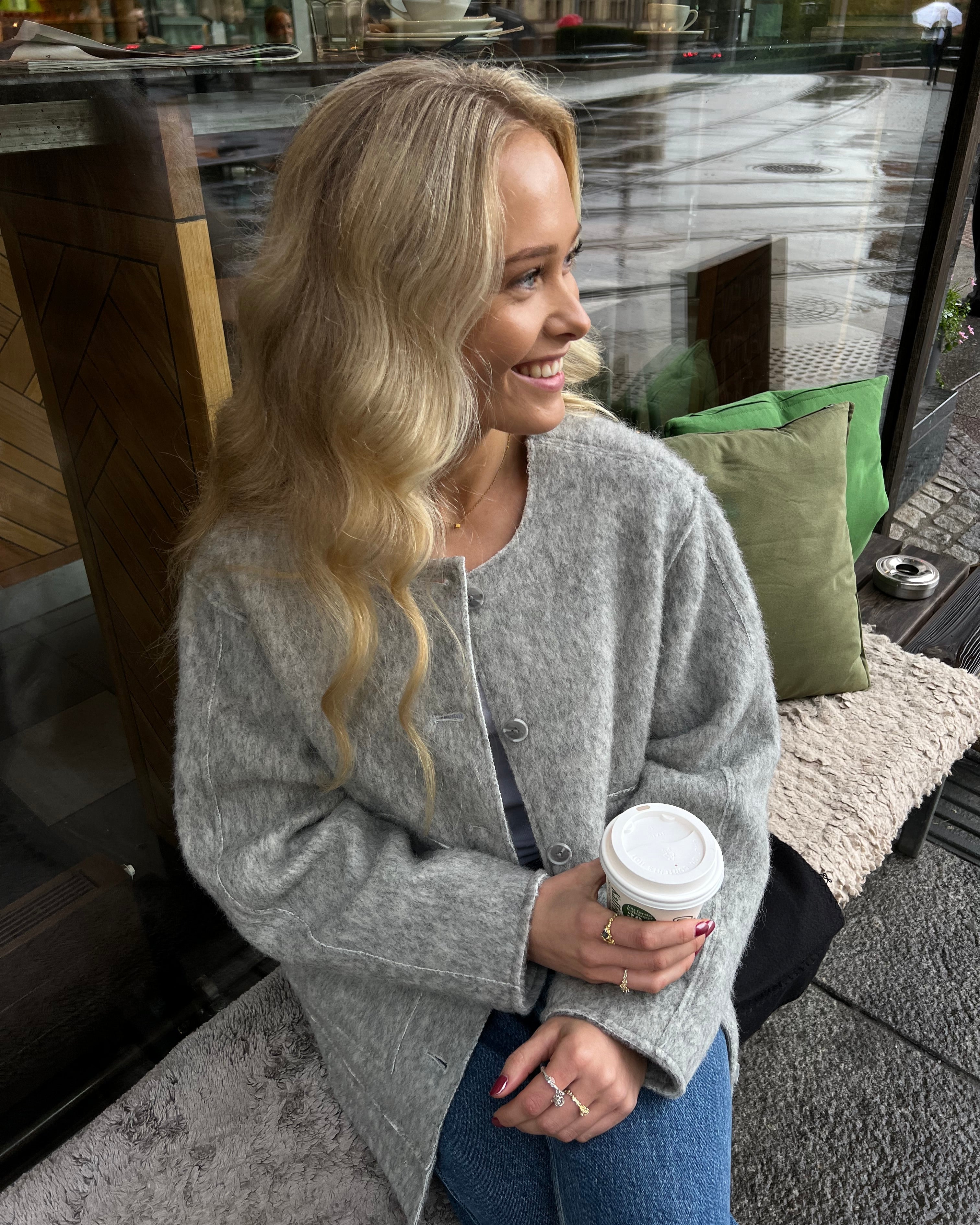 OBJKUNA Jacket - Light Grey Melange