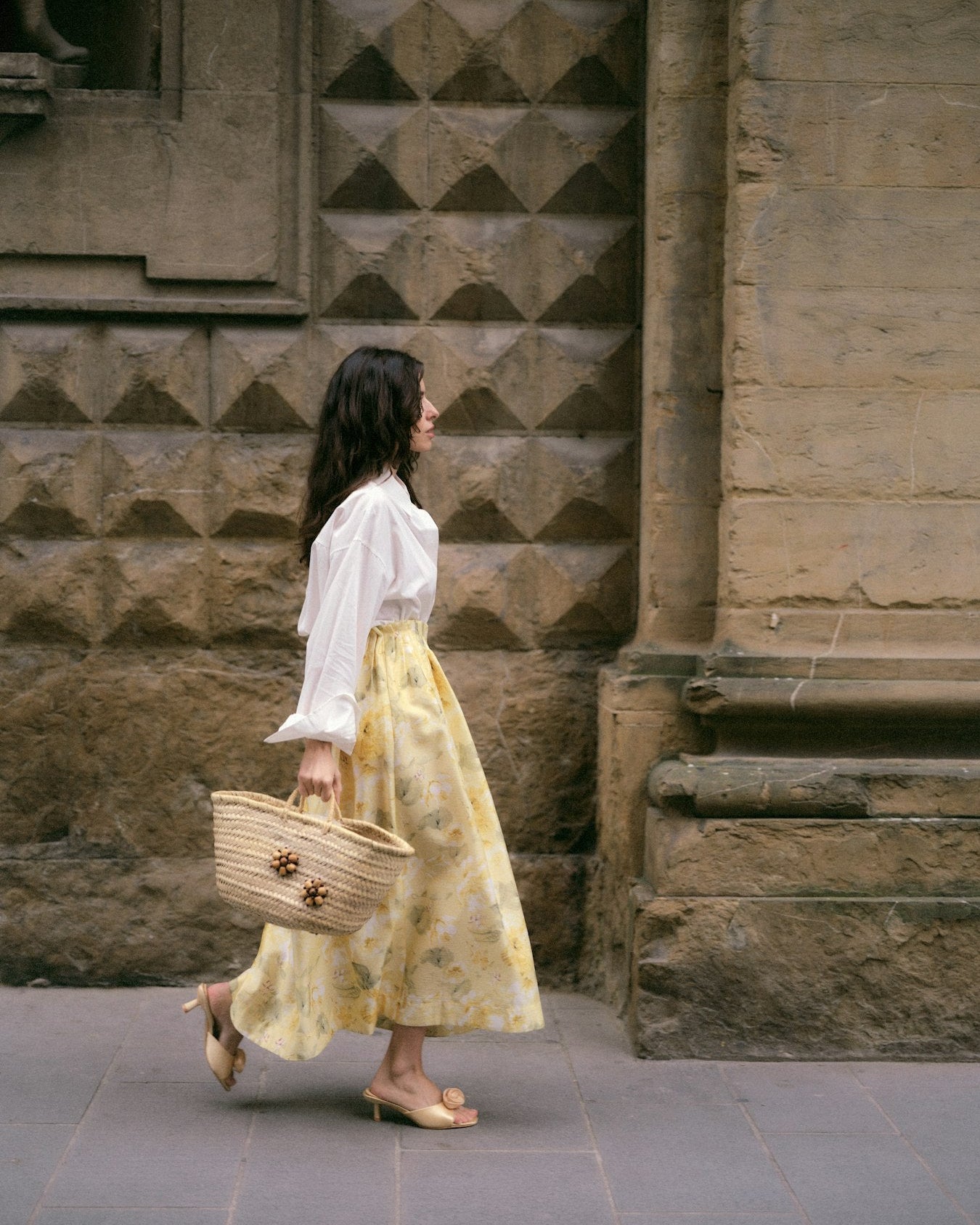 YASLEMON Long Skirt - Pale Banana