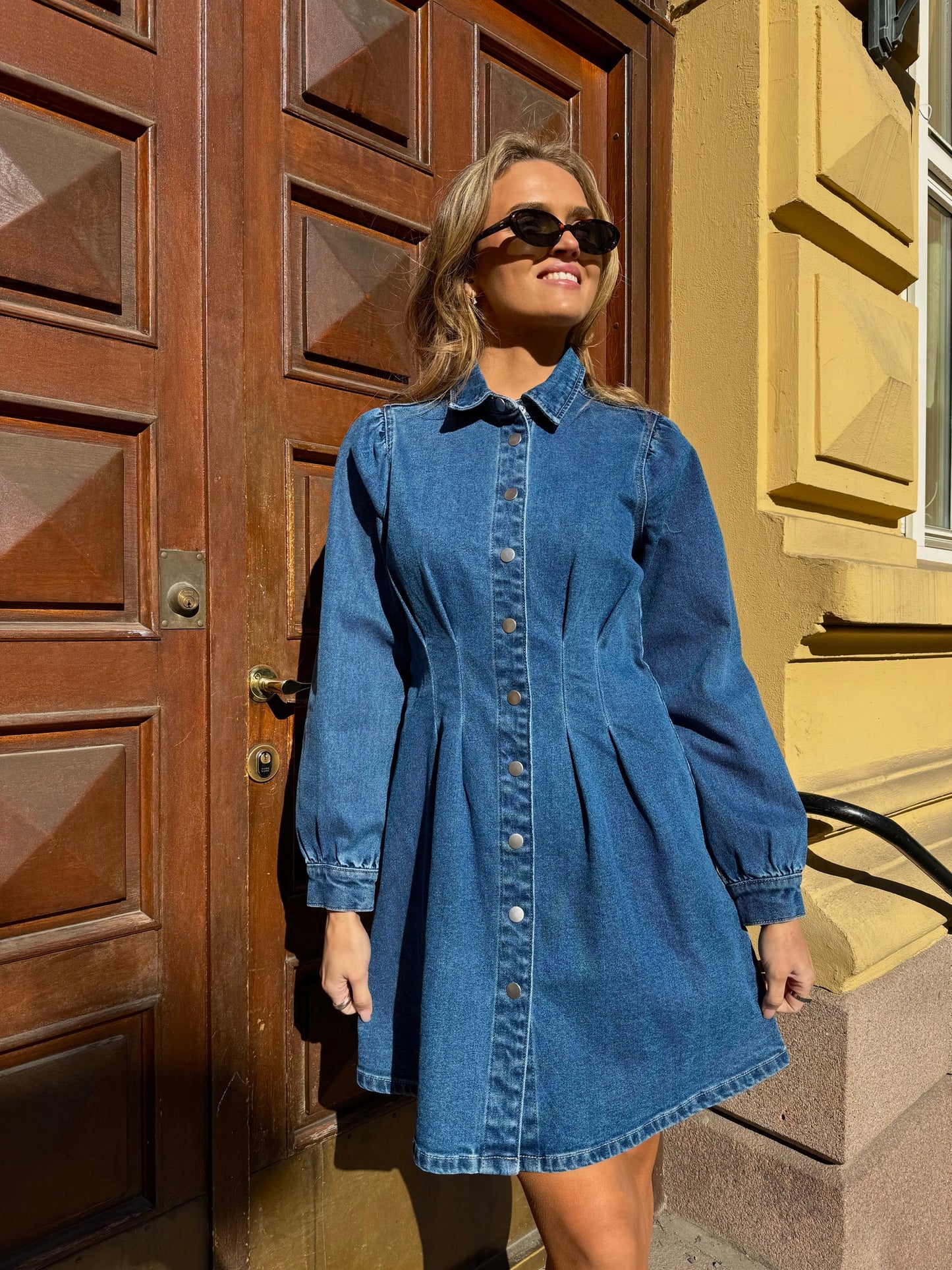 VISOL Short Dress - Medium Blue Denim
