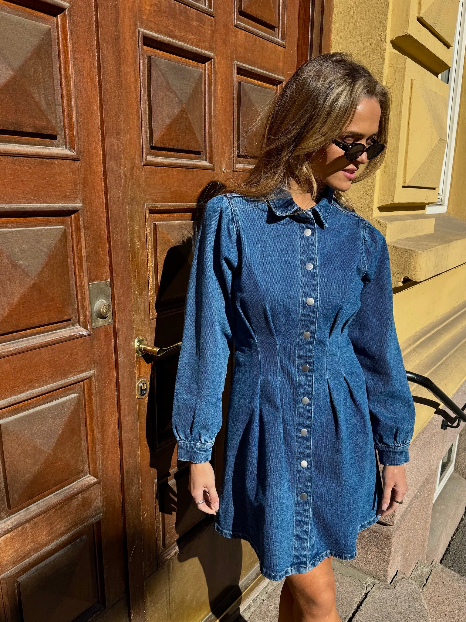 VISOL Short Dress - Medium Blue Denim