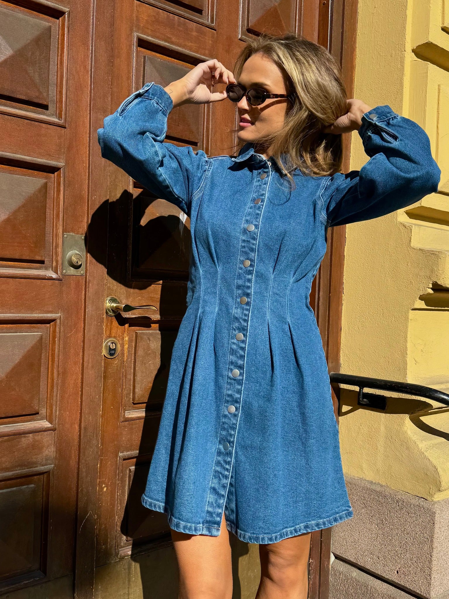 VISOL Short Dress - Medium Blue Denim