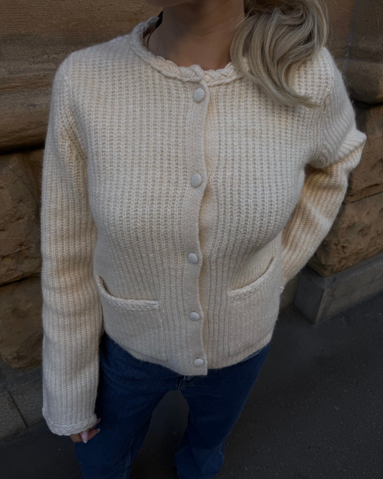 YASEMILIE Knit Cardigan - Sandshell
