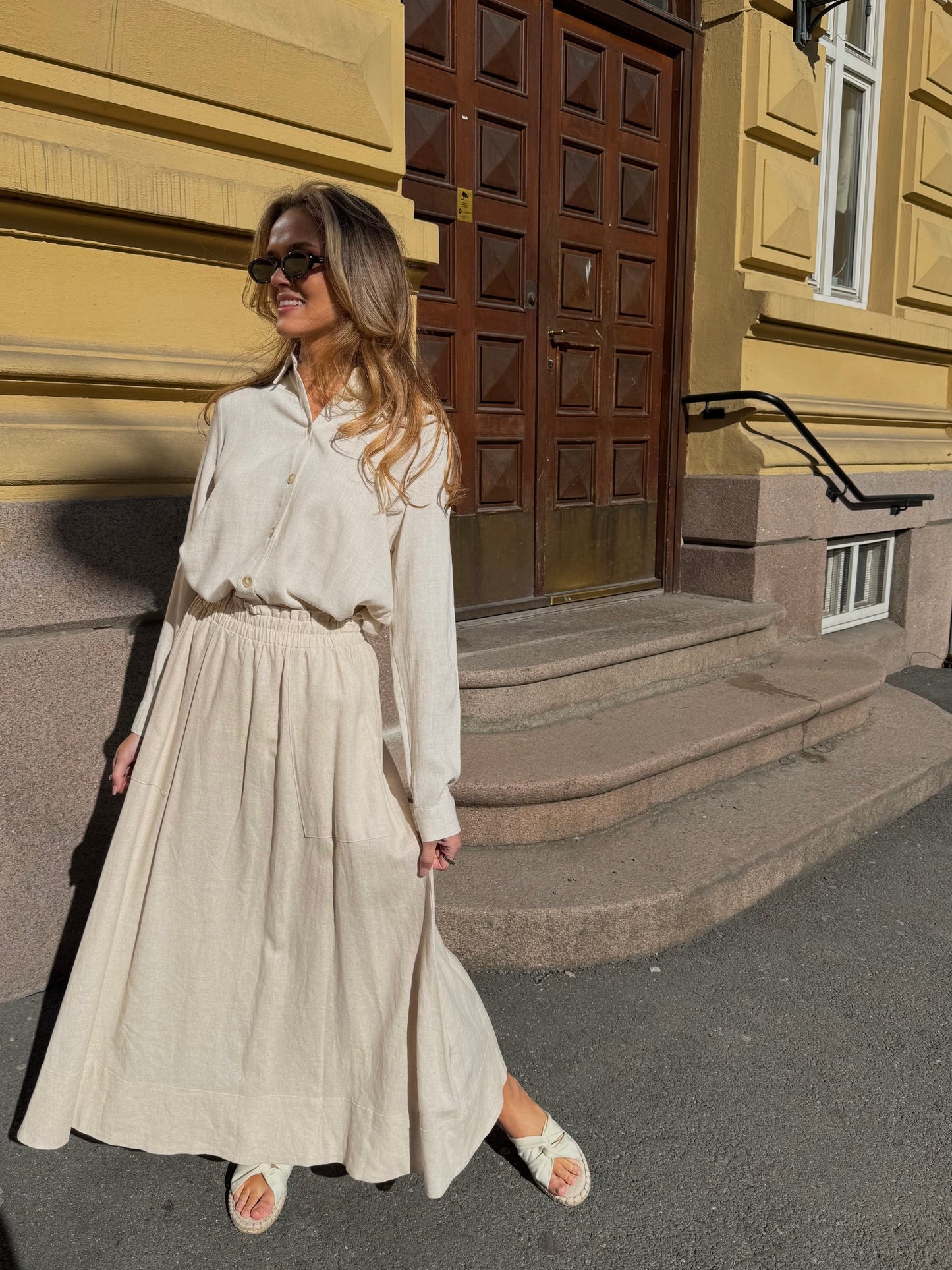 YASFLAXY Midi Skirt - Birch