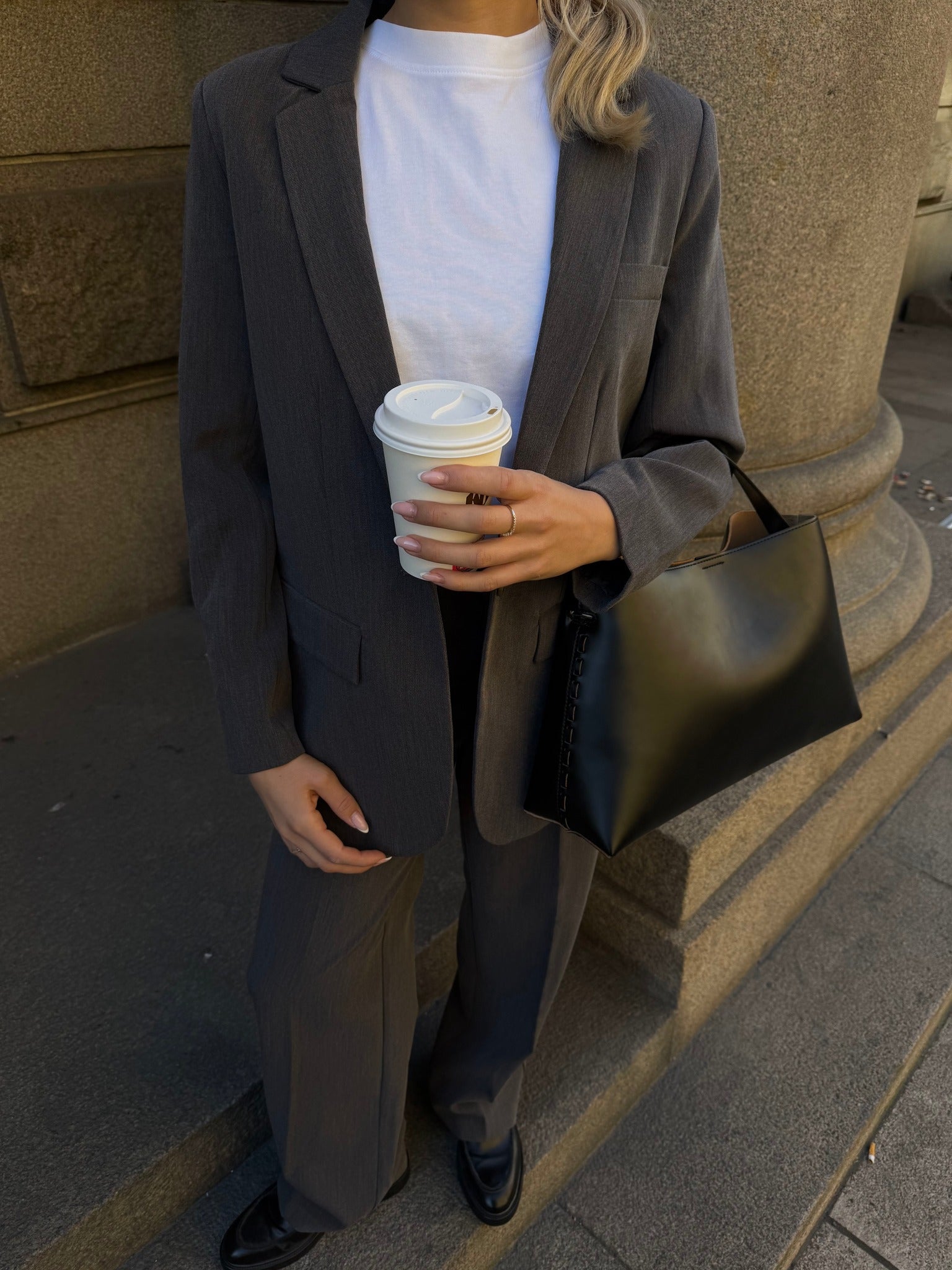 OBJSIGRID Trousers - Medium Grey Melange