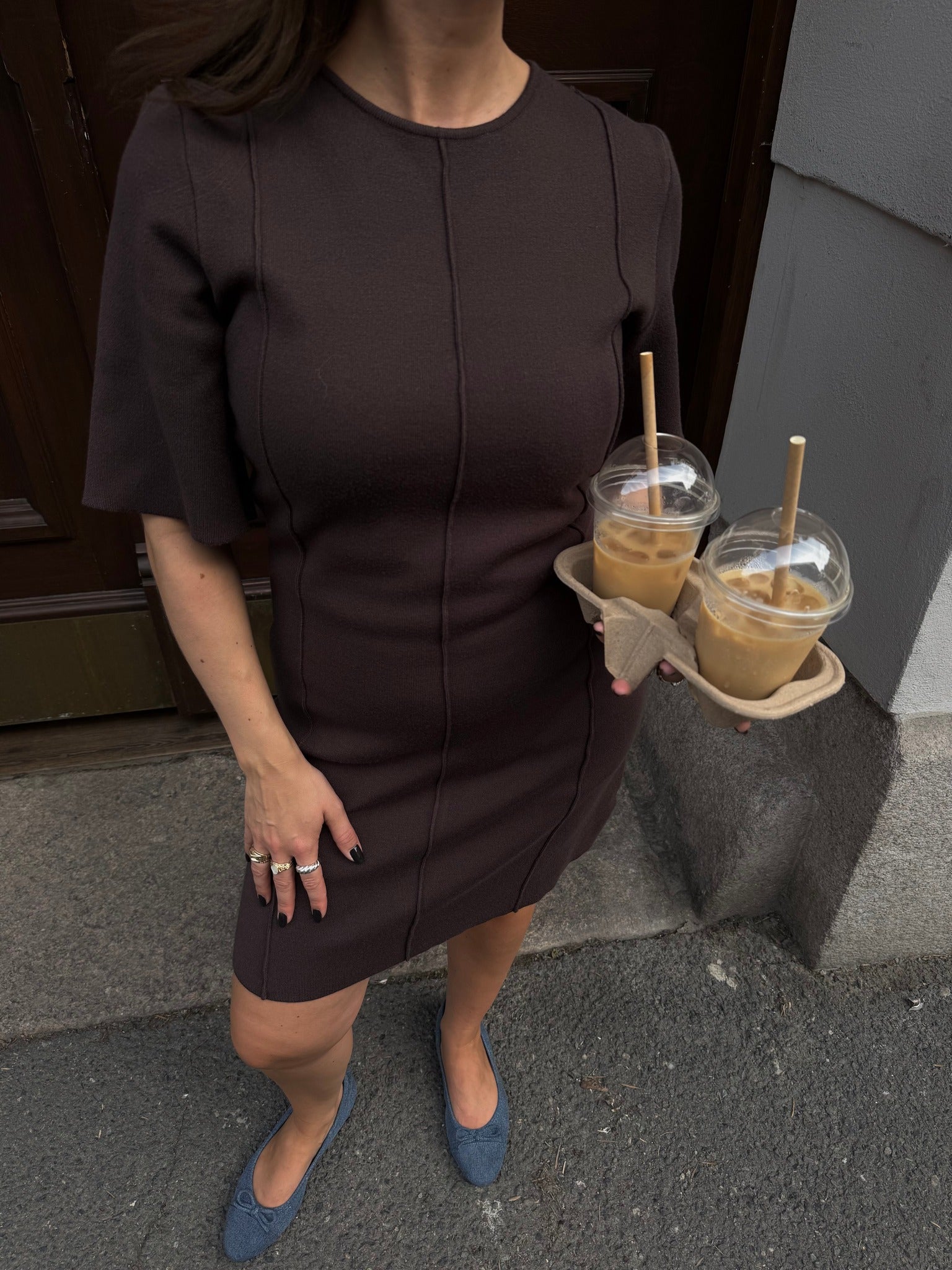 OBJREYNARD Short Dress - Seal Brown