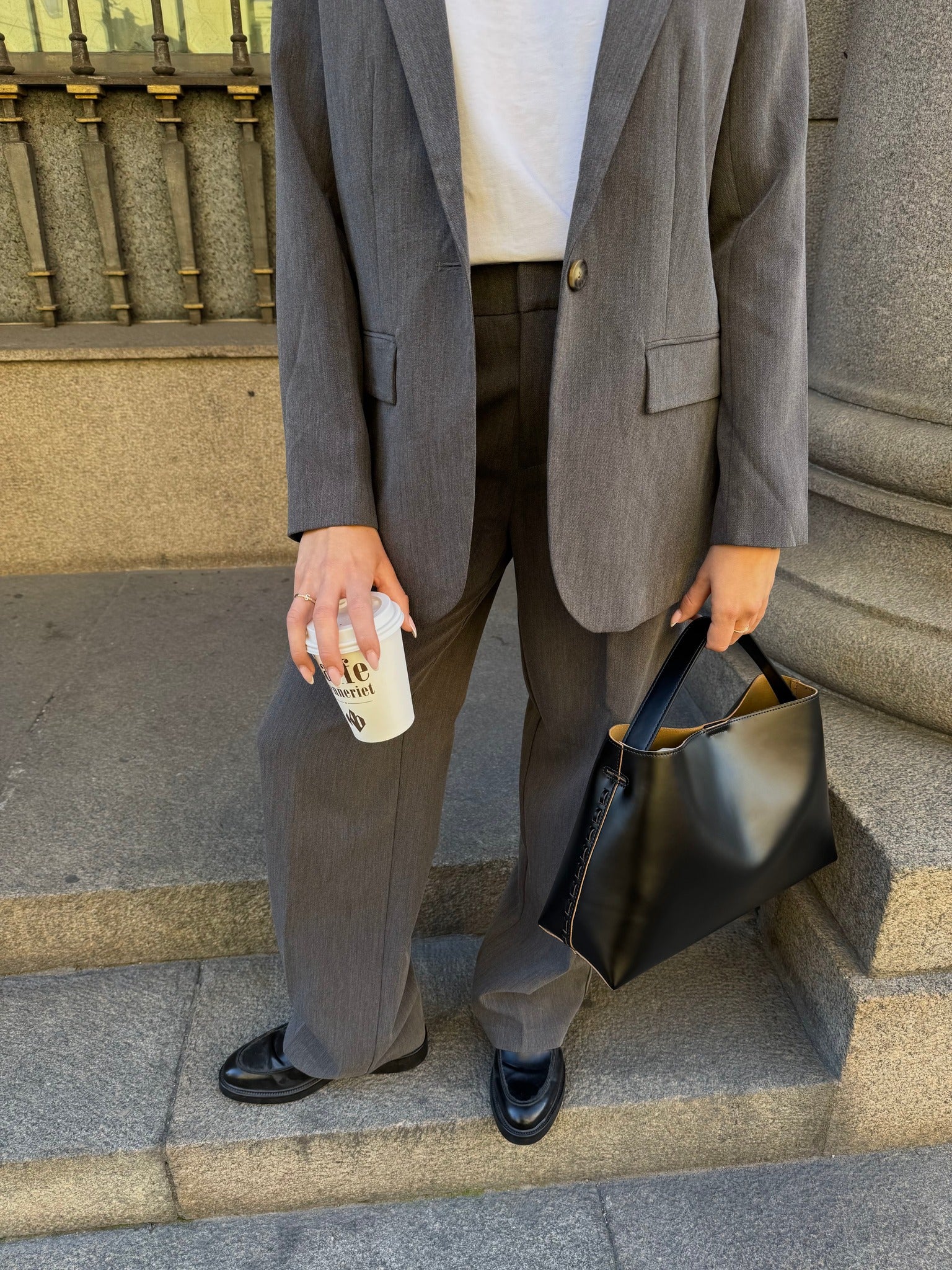 OBJSIGRID Trousers - Medium Grey Melange