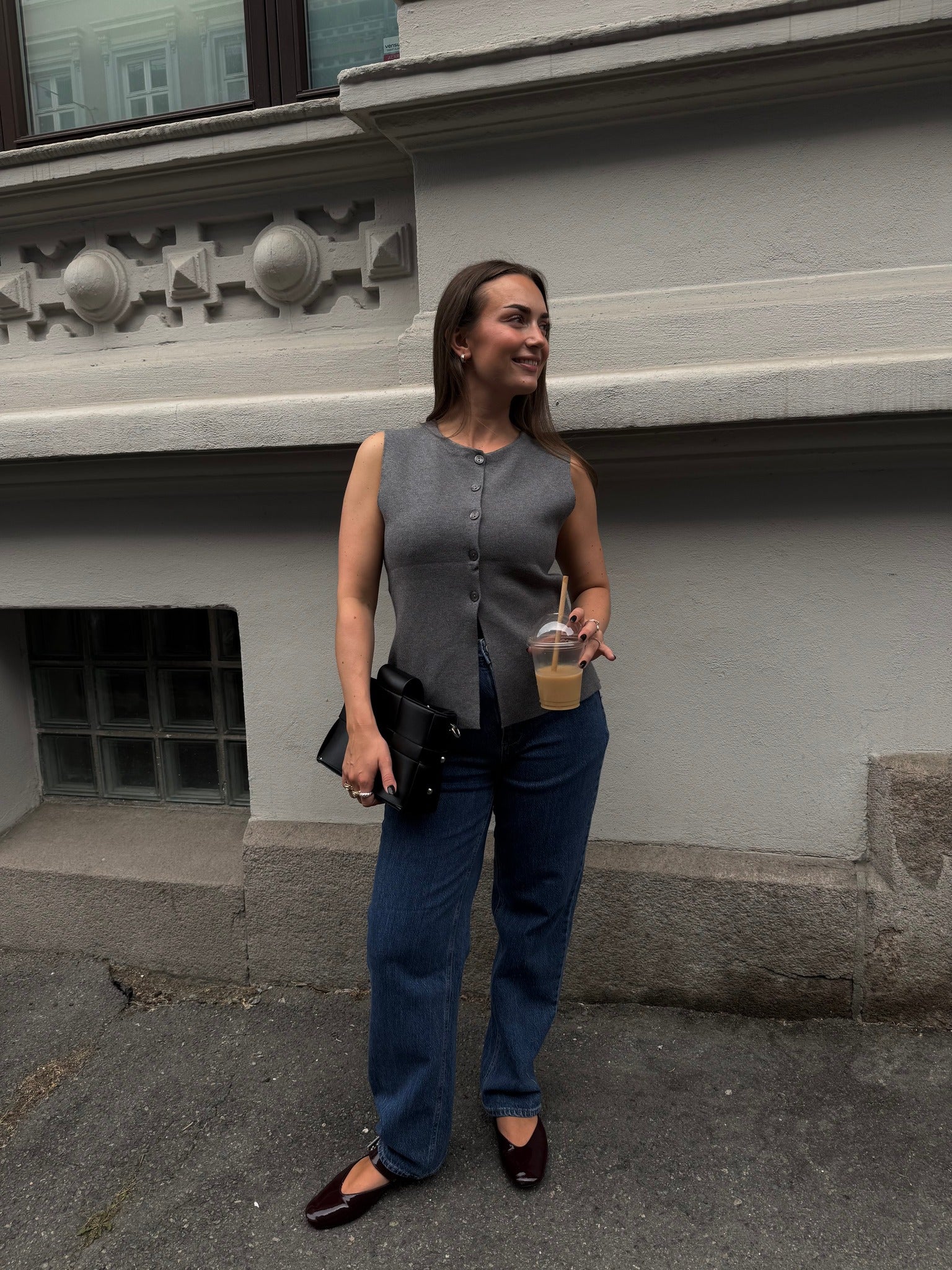 OBJREYNARD Knit Waistcoat - Medium Grey Melange