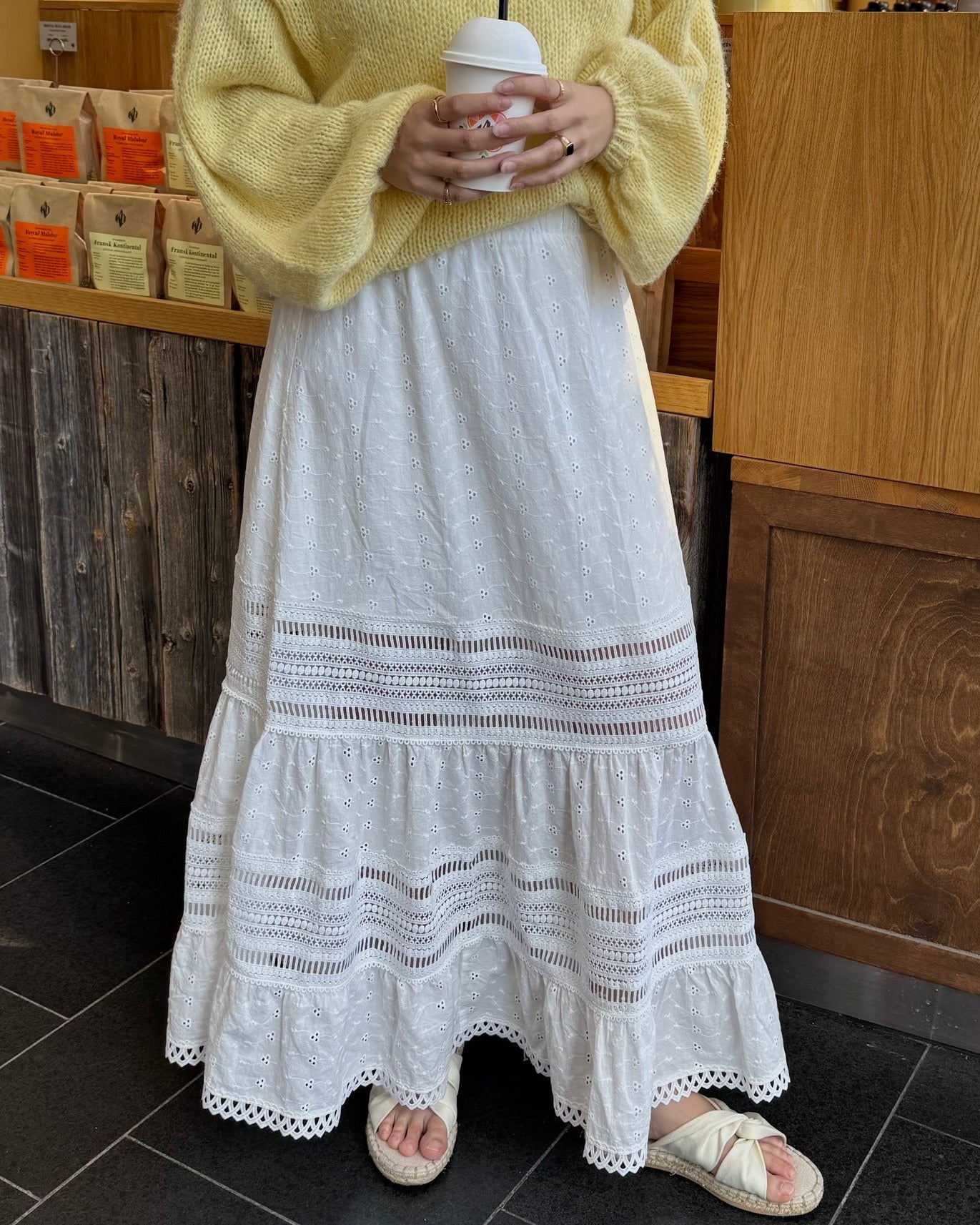 YASCARMEN Long Skirt - Star White