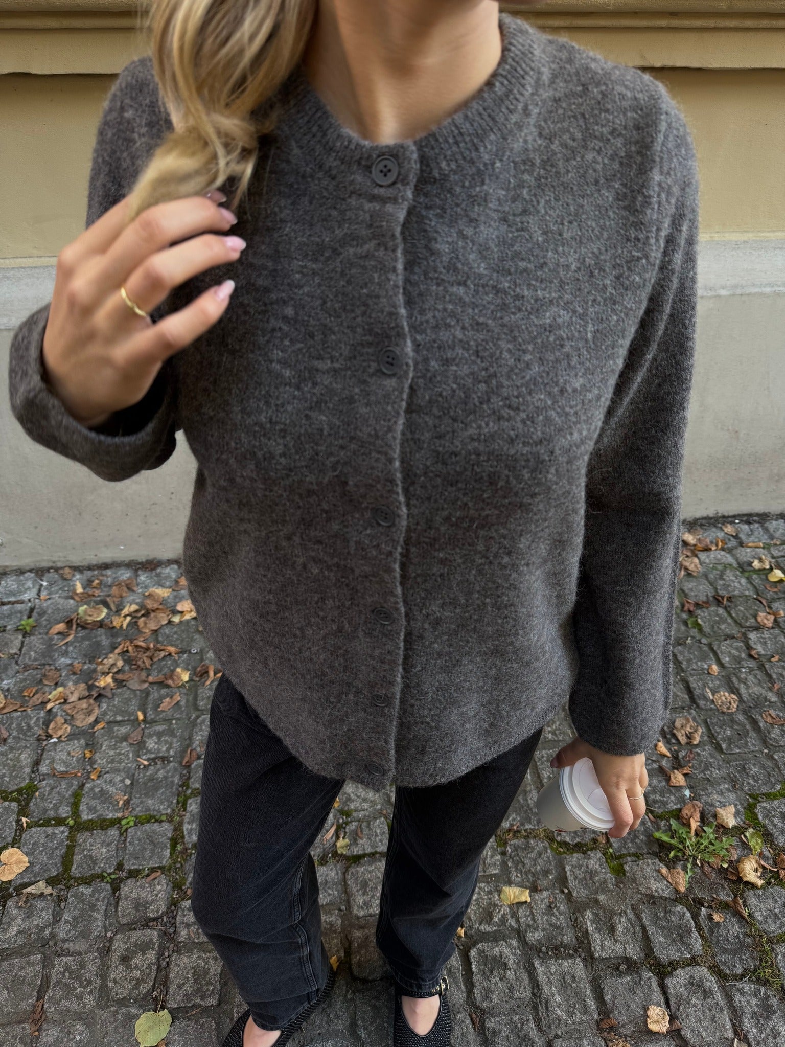 SLFLULU Knit Cardigan - Medium Grey Melange