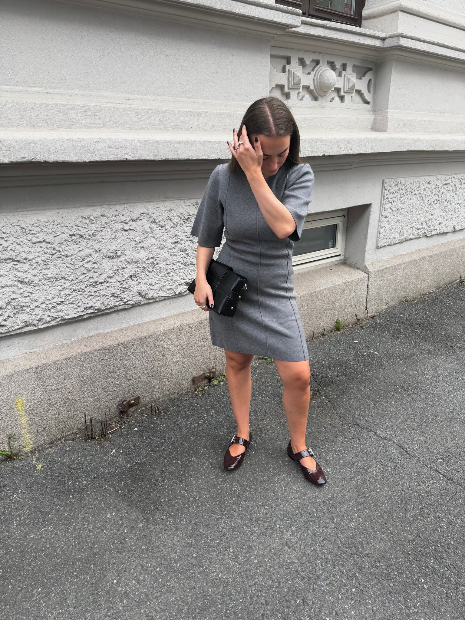 OBJREYNARD Short Dress - Medium Grey Melange