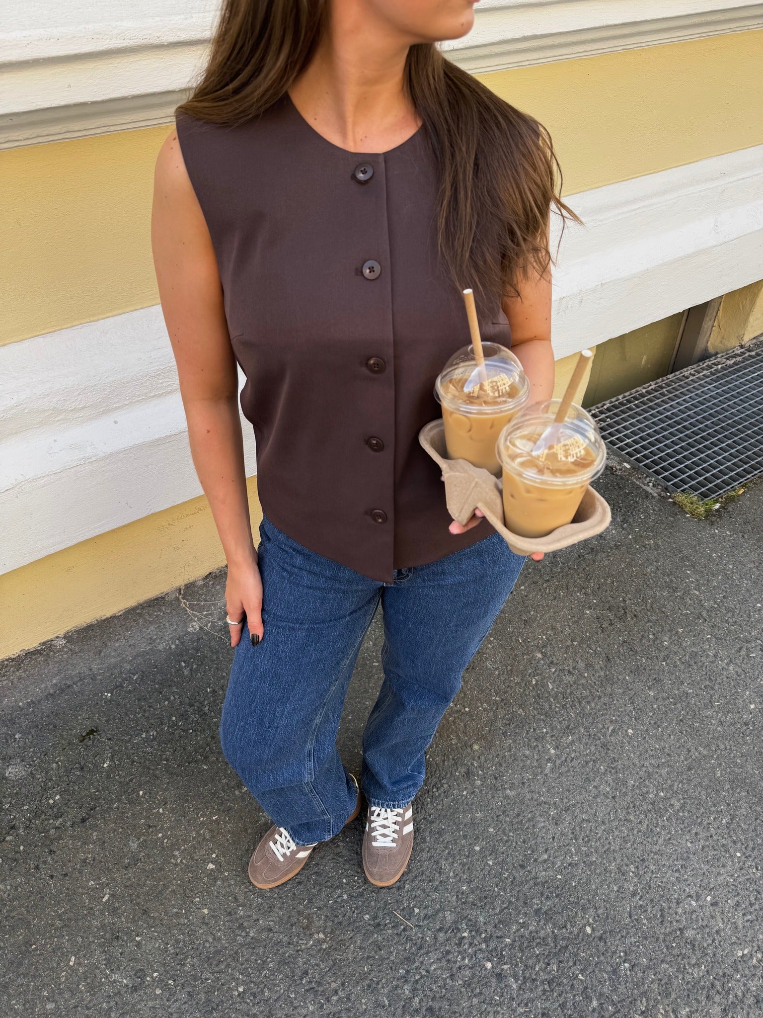 OBJLISA Tailored Waistcoat - Seal Brown