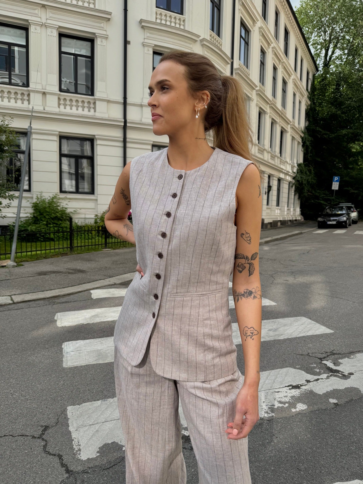 SLFVILKA Tailored Waistcoat - Oatmeal