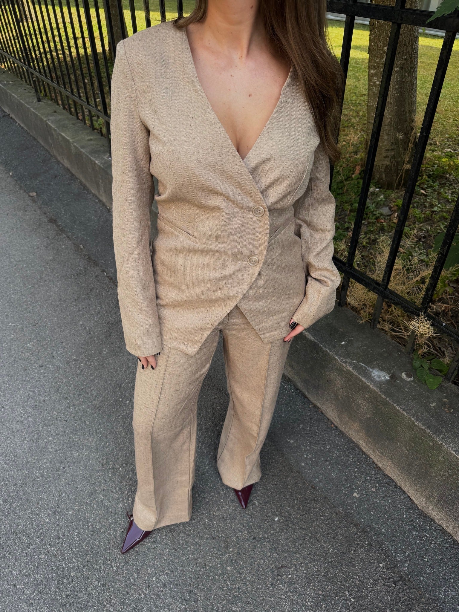 OBJBEA Tailored Trousers - Tannin