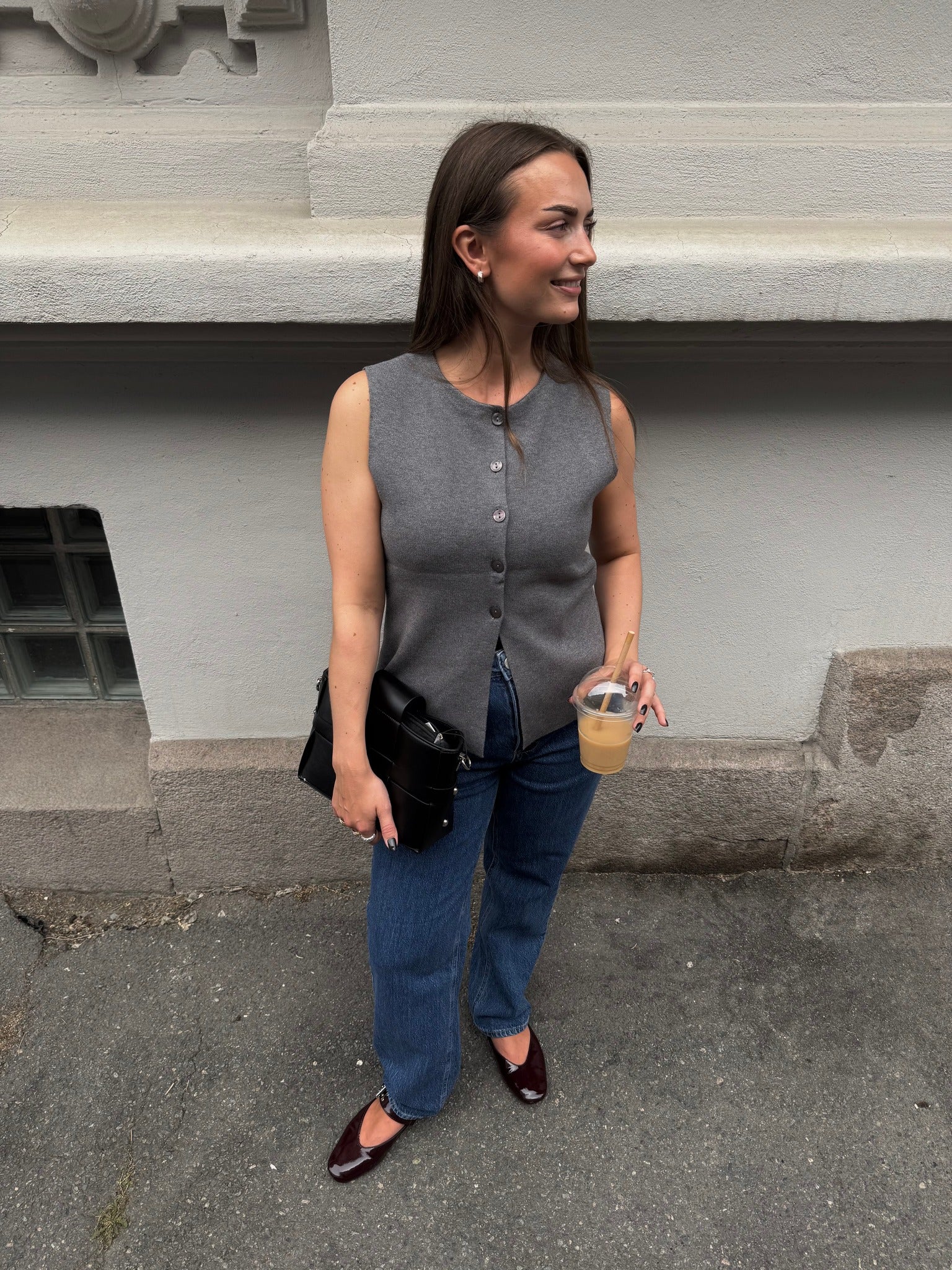 OBJREYNARD Knit Waistcoat - Medium Grey Melange