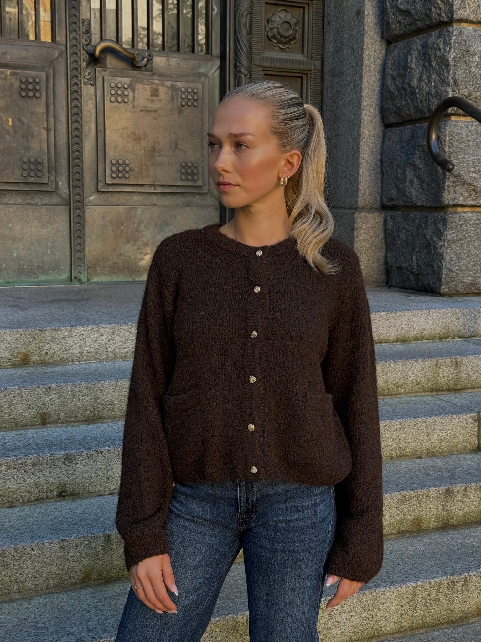 OBJSAGGIA Pullover - Seal Brown