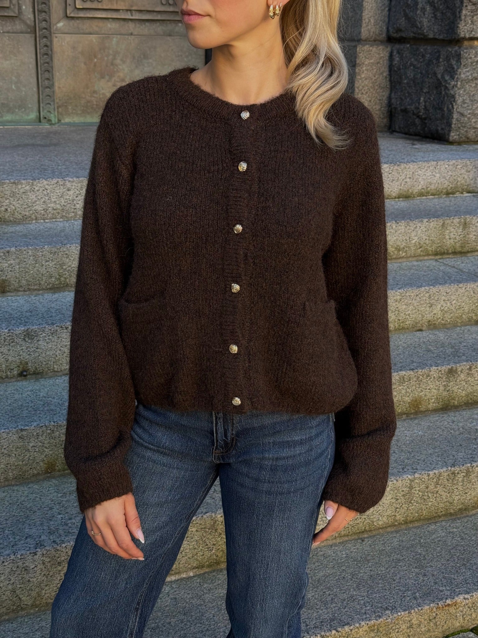 OBJSAGGIA Pullover - Seal Brown