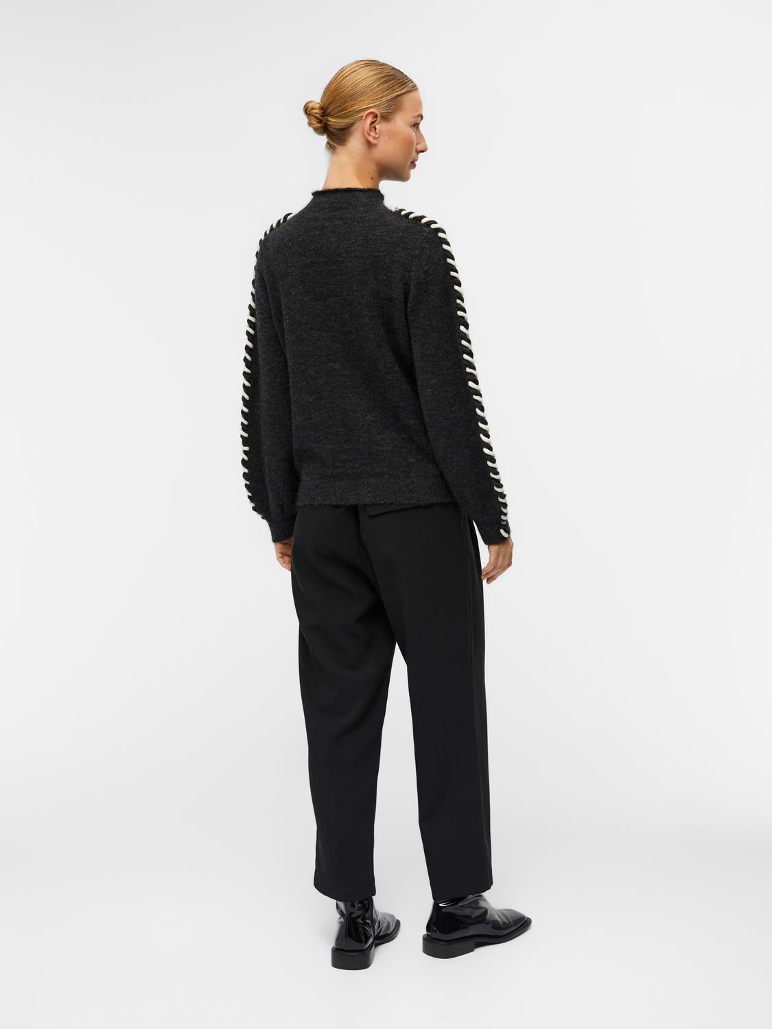 OBJNETE Pullover - Dark Grey Melange