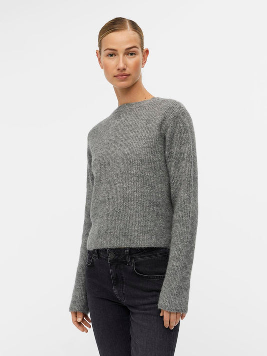 OBJPARVI Cardigan - Medium Grey Melange